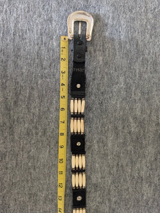 Tommy Bahama Womens Western Concho Leather Belt Black Bone Accent Y2k Approx 26\
